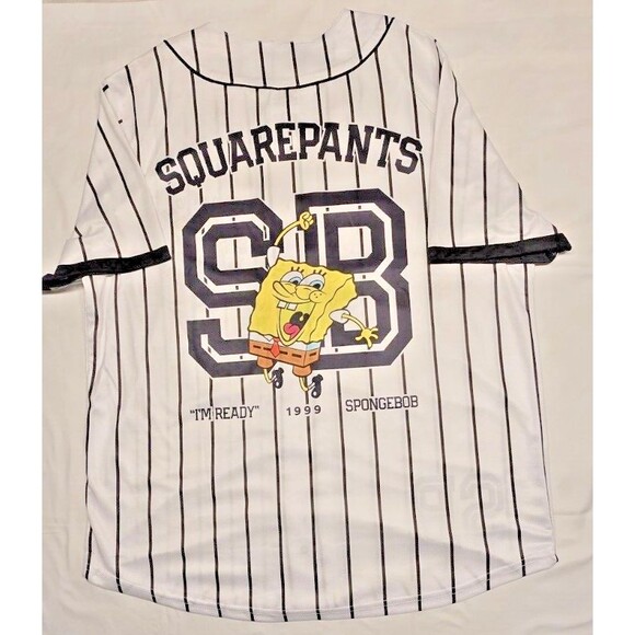 SPONGE BOB SQUARE PANTS Men's Baseball Shirt L, Button Up, Short Sleeves - Picture 4 of 11
